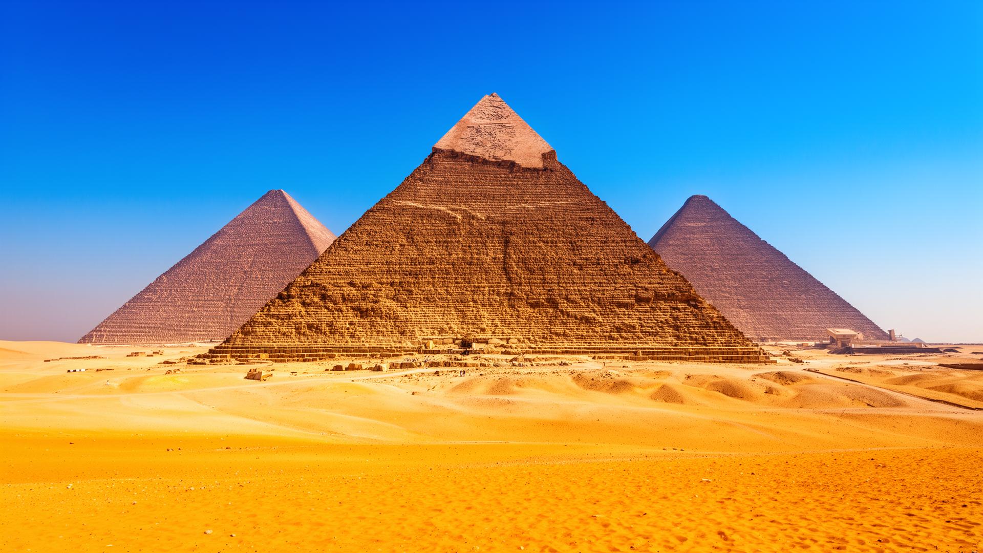 Pyramids of Giza at twilight